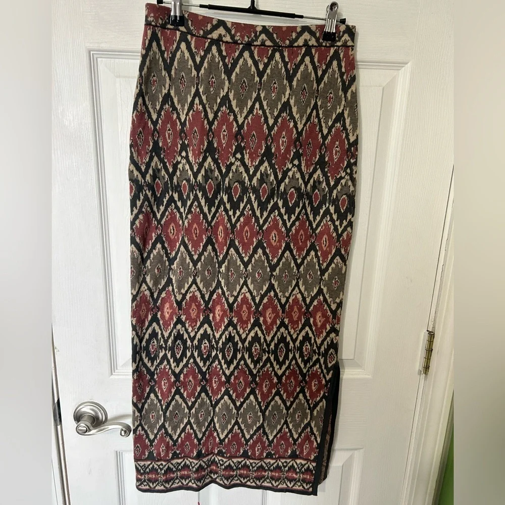 Peruvian Connection Pima Cotton Knit Skirt geometric ikat pattern Size Small - Picture 1 of 13